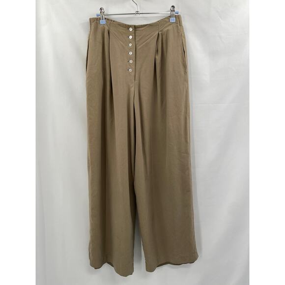 Express vintage 100% Silk Button Fly pleated wide leg pants - Picture 2 of 6